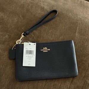 Coach Black Pebbled Leather Wristlet